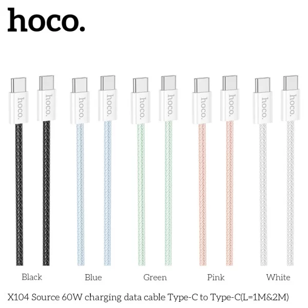 Cablu Hoco X104 Source 60W charging data cable Type-C to Type-C(L=1M) [Black]